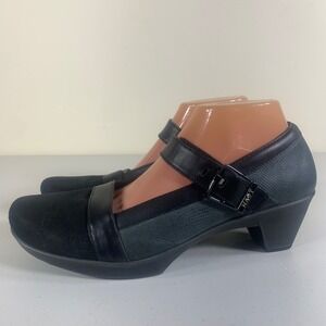 NAOT Black Suede Leather Mary Jane Block Heel Buckle Shoes Women's Size 42-12